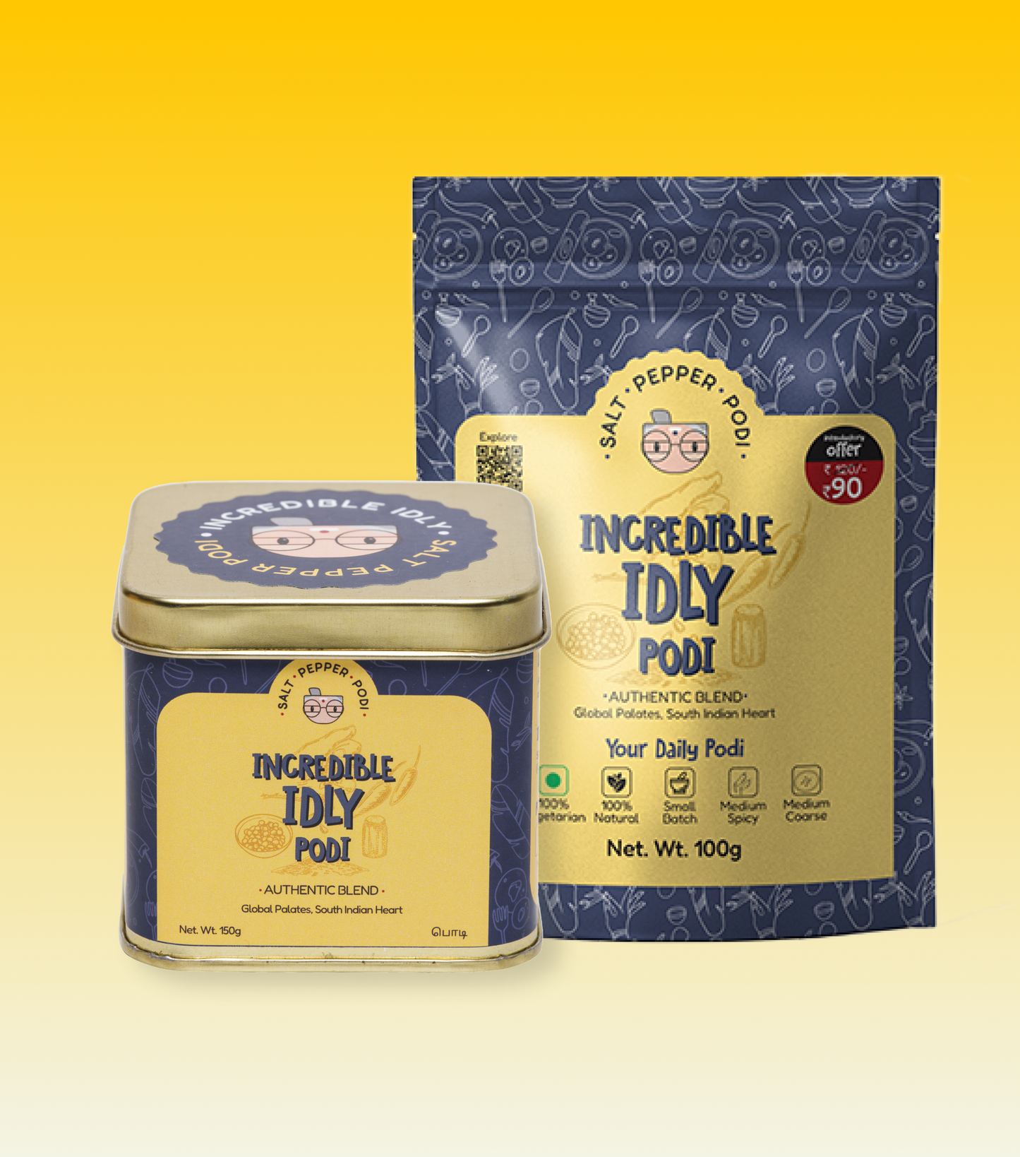 Incredible Idly Podi Tin (150g) + Refill (100g) Combo