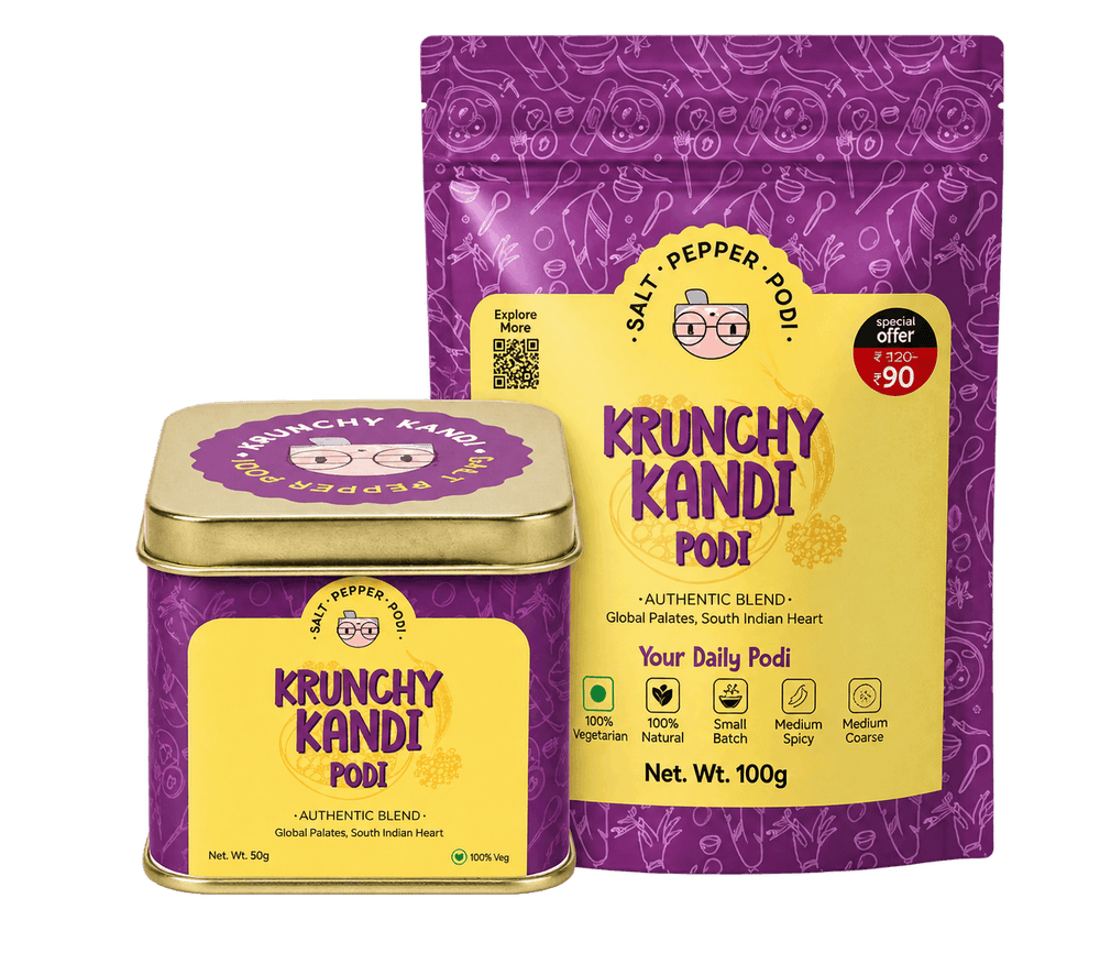 Krunchy Kandi Podi Tin(150g) + Refill(100g) Combo pairing