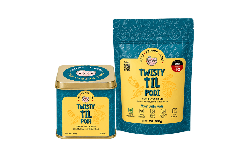 Twisty Til Podi Tin (150g) + Refill (100g) Combo pairing