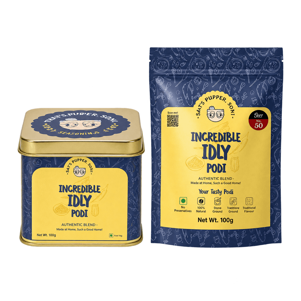 Incredible Idly Podi Tin (150g) + Refill (100g) Combo pairing